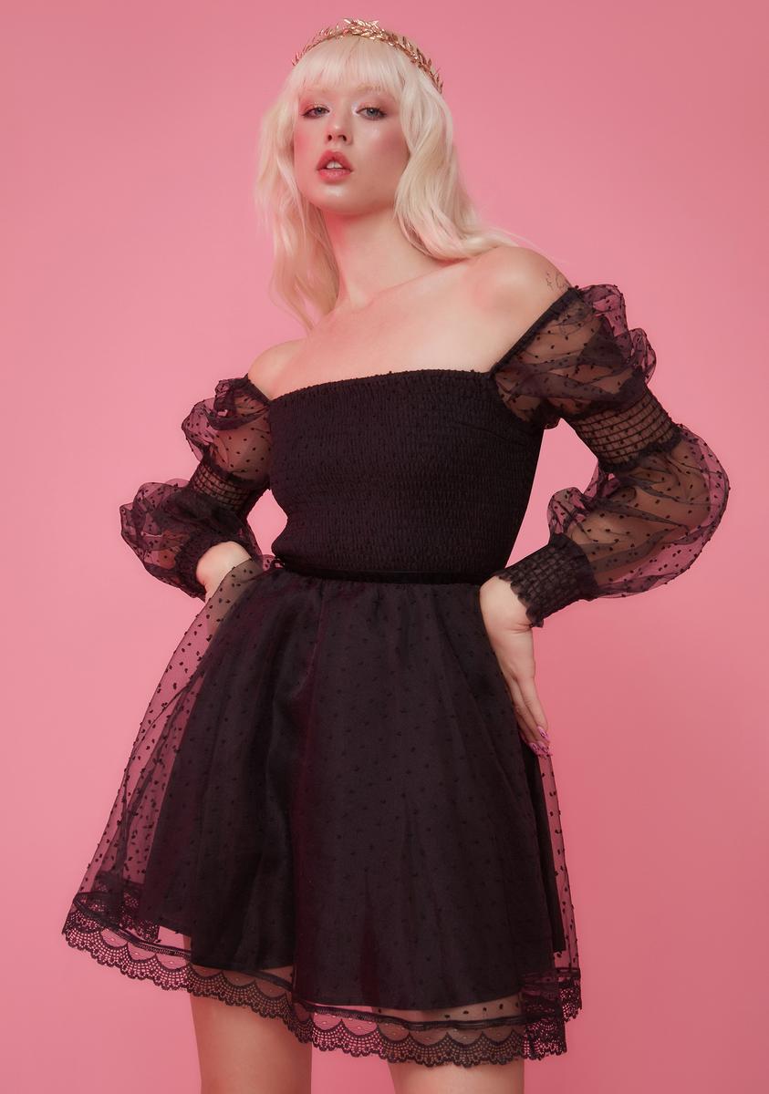Sugar Thrillz Sheer Tulle Swiss Dot Babydoll Dress
