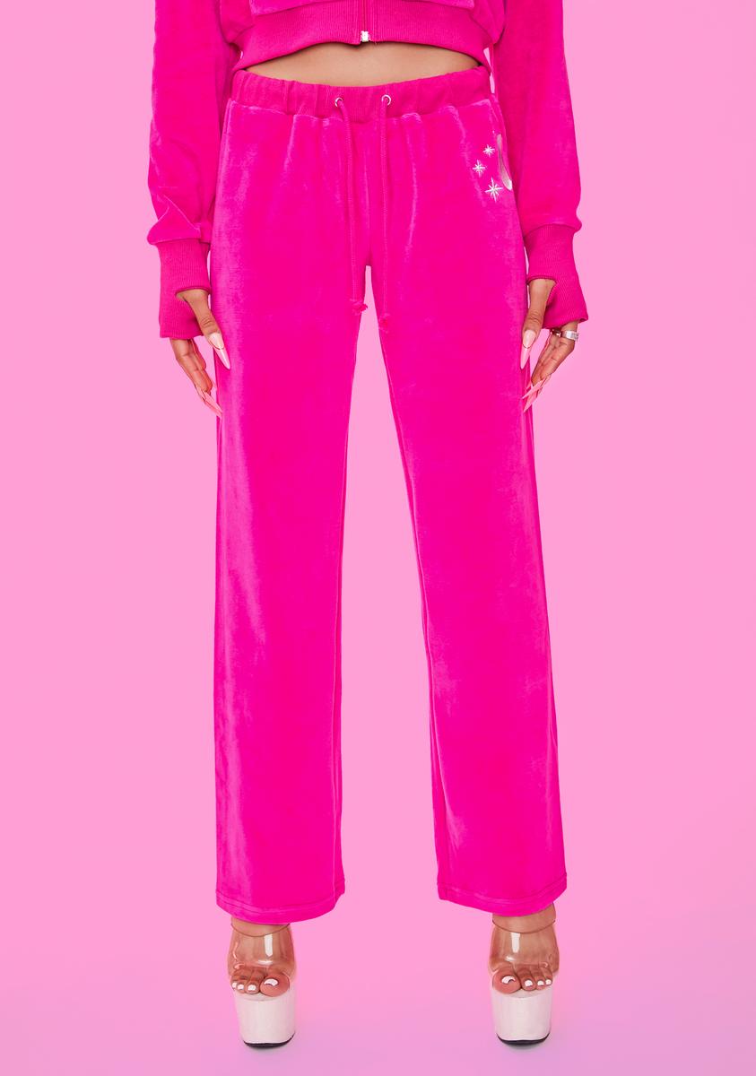 Horoscopez Aries Velour Track Sweatpants - Hot Pink – Dolls Kill