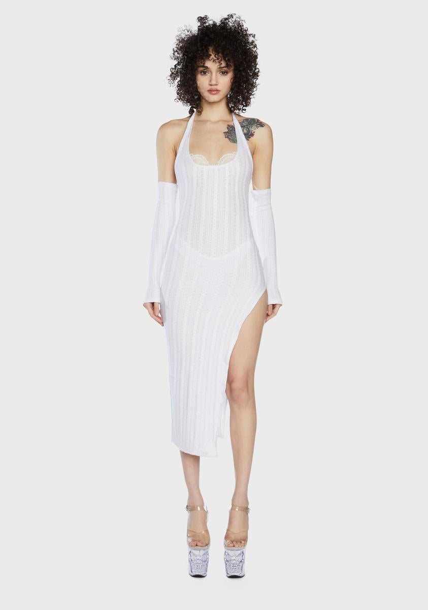 Sheer Knit Halter Sweater Maxi Dress Sheer Knit Halter Sweater Maxi Dress