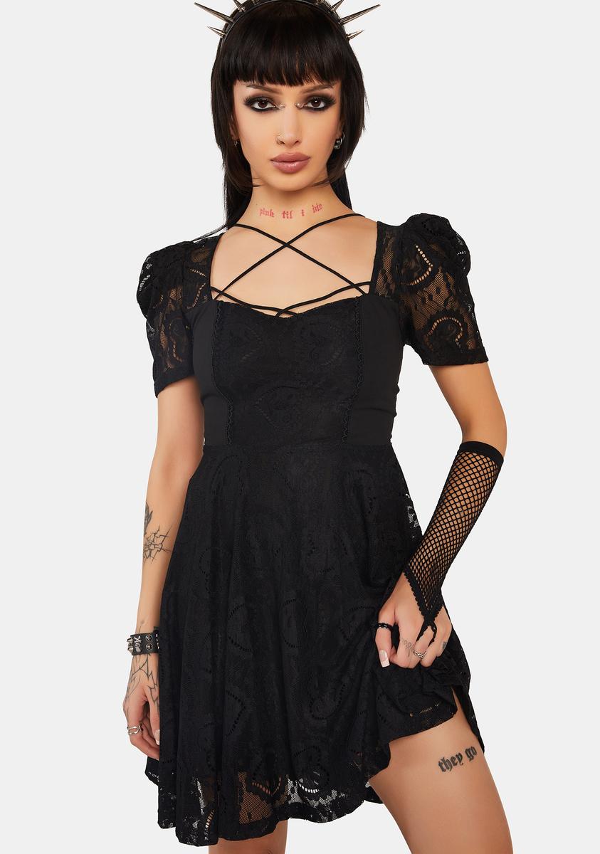 knee length dresses for ladies Self-Portrait - Black Lace Ruffle Maxi Dress main image 1