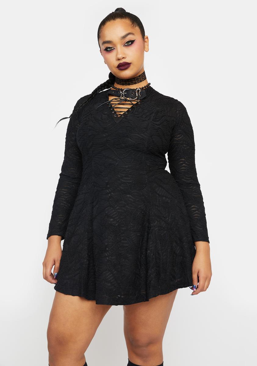 long sleeve rave dress Punk Rave Plus Punk Mystery Long Sleeve Dress – Dolls Kill