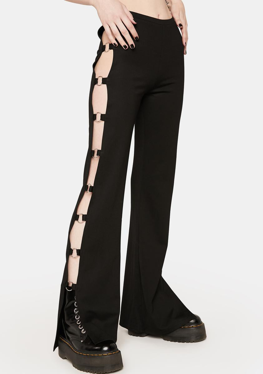 Edikted Flared Pants With Cut Out Design And O-Ring Hardware