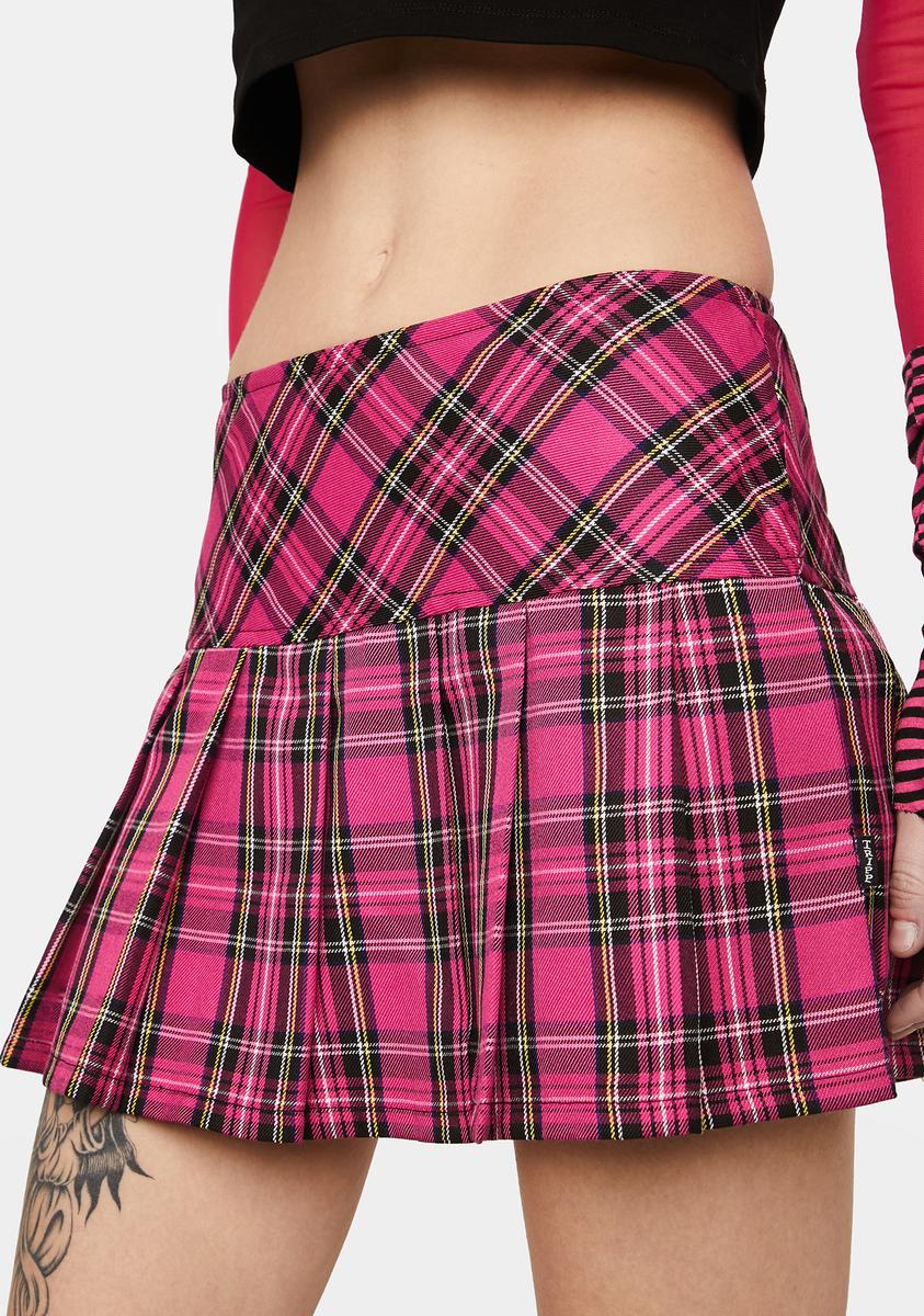 HOT Clothing Pink Plaid Bodycon Skirt Tripp NYC Pleated Mini