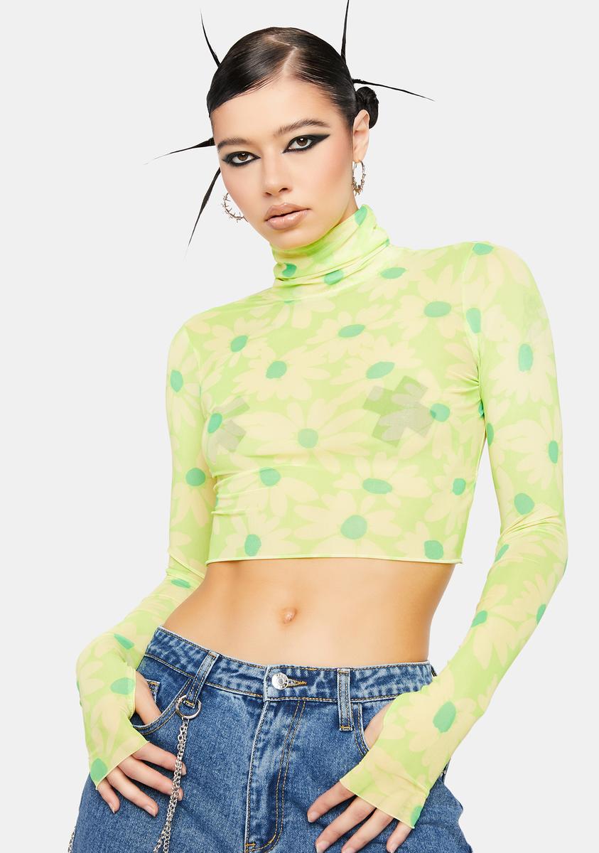 mesh turtleneck crop top