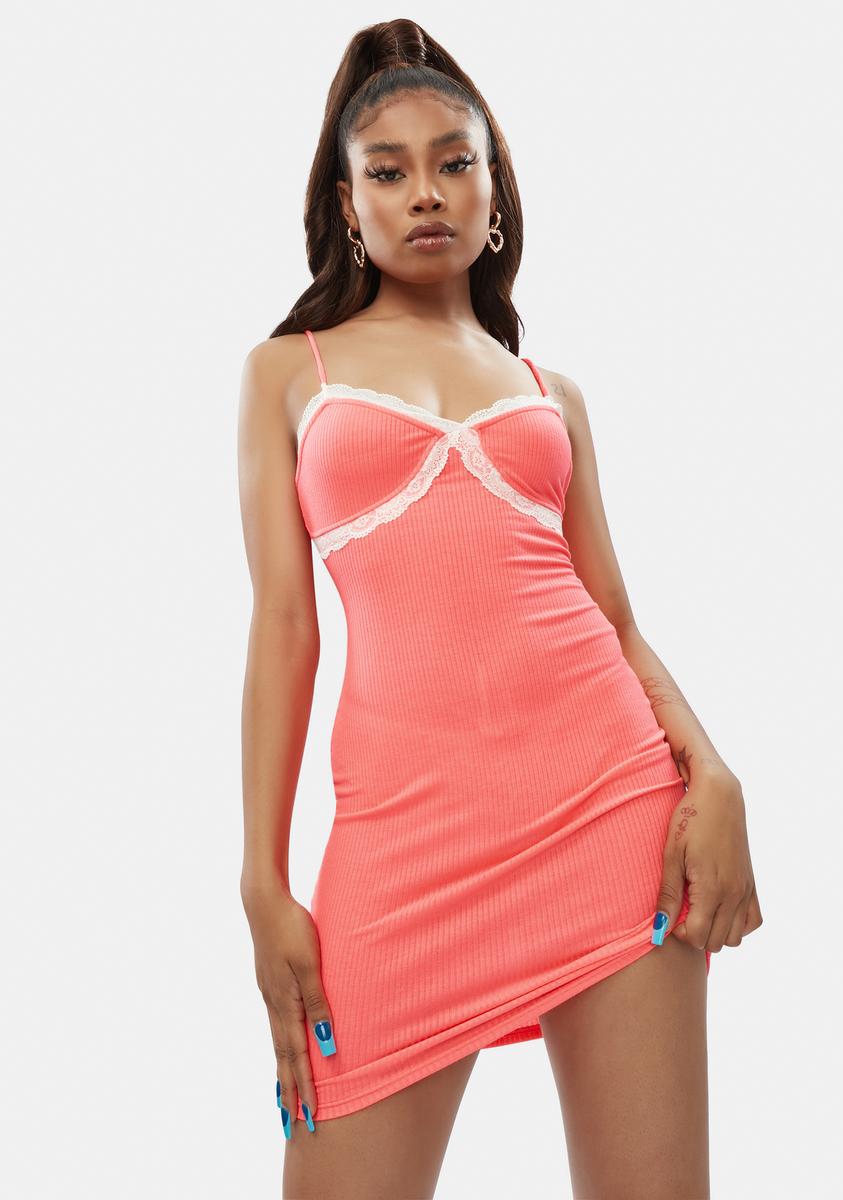 Lace Trim Cami Strap Mini Dress