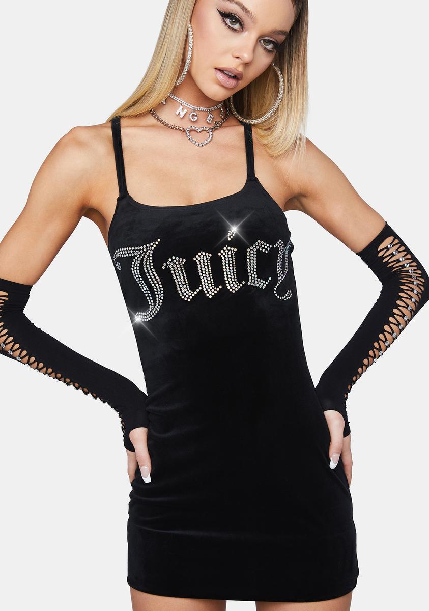 Juicy Couture Velour Rhinestone Mini Dress - Black Dolls Kill Juicy Couture Velour Rhinestone Mini Dress - Black Dolls Kill
