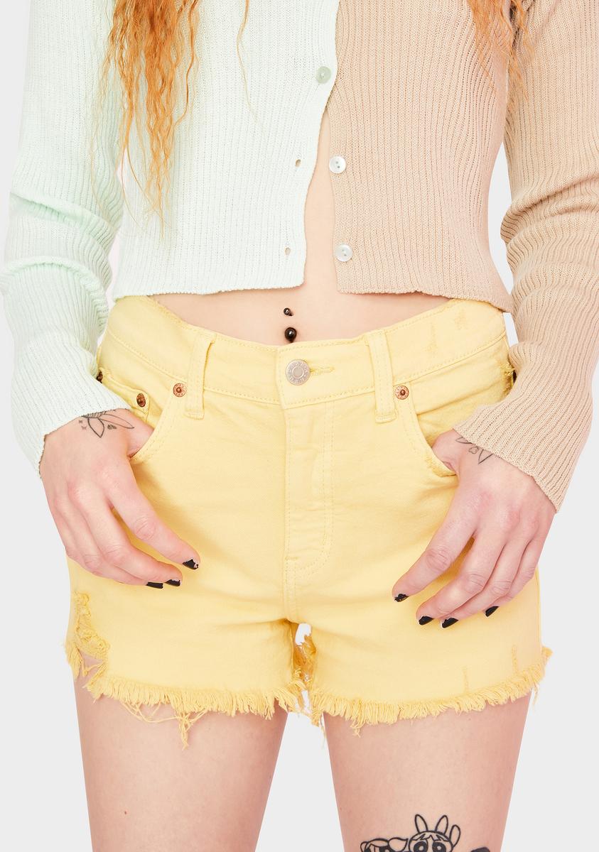 Daze Golden Hour Troublemaker Distressed Denim Shorts Dolls Kill
