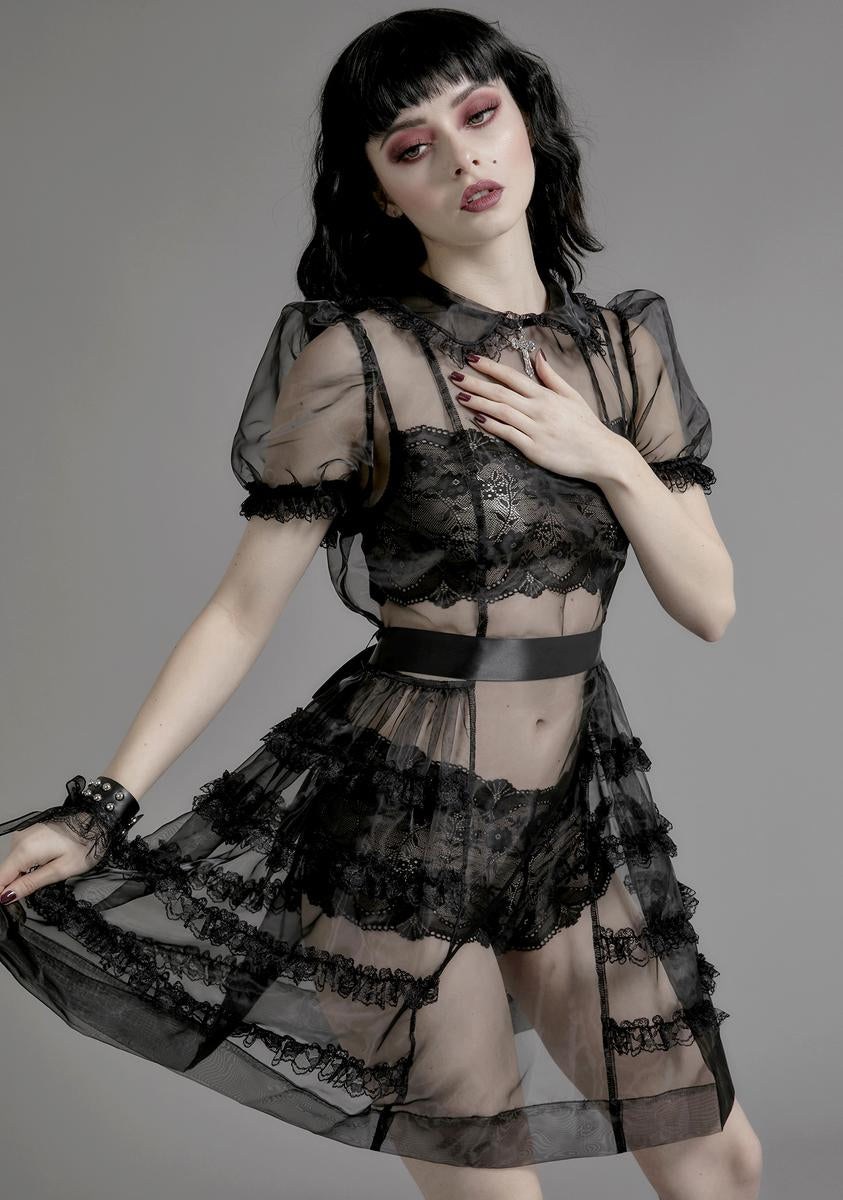 Widow Sheer Organza Babydoll Dress