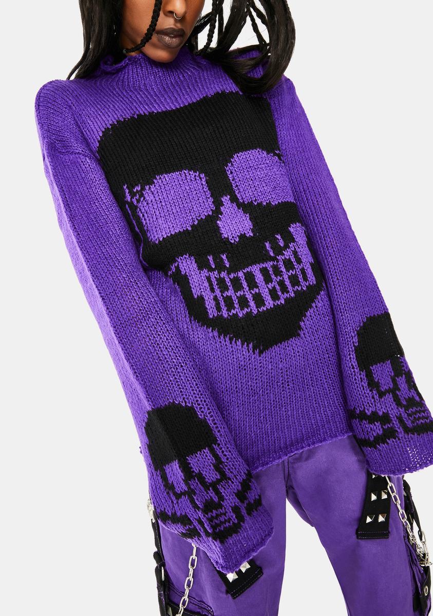 Tripp NYC Purple Knit Skull Sweater – Dolls Kill