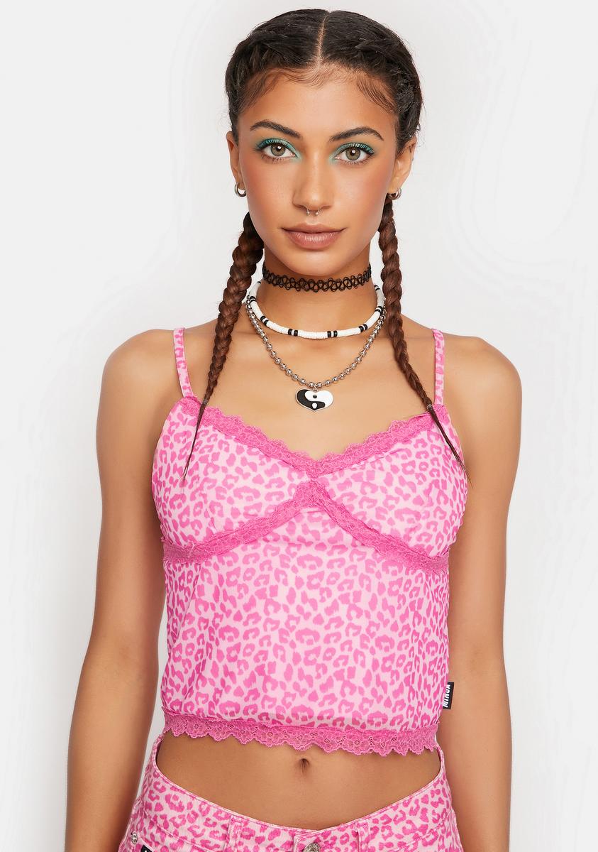 pink animal print cami