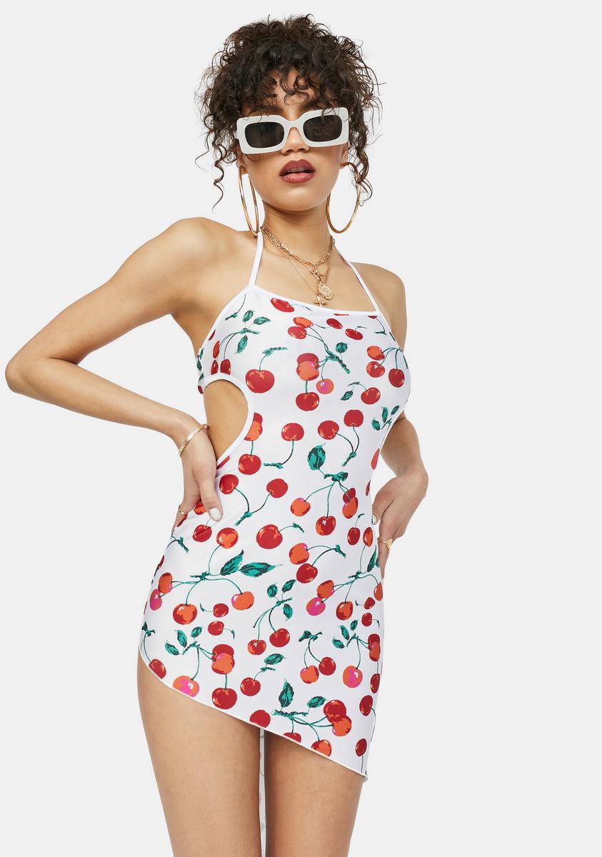 knee length dresses for ladies Strappy Cherry Print Mini Dress main image 1