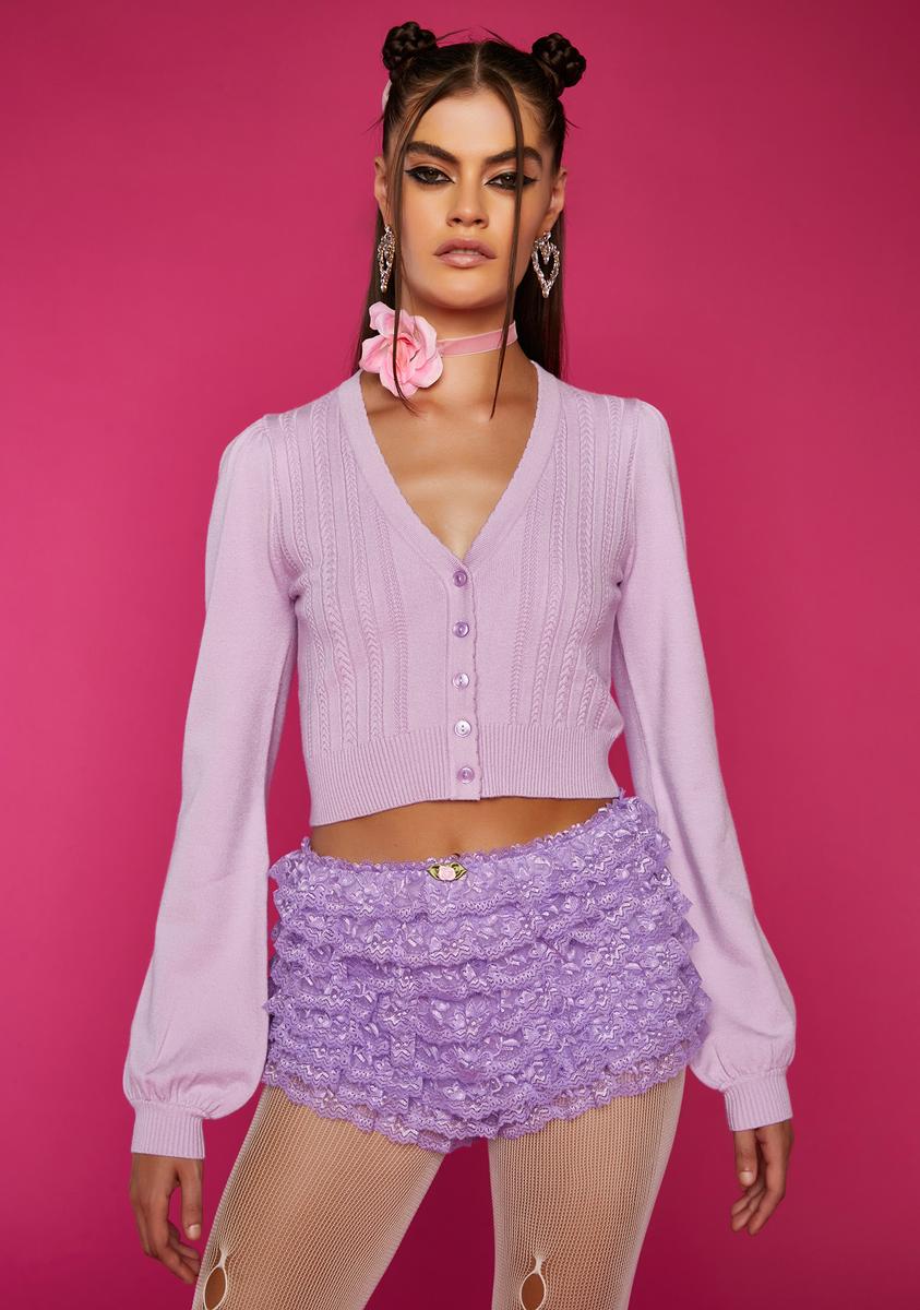 Sugar Thrillz Knit Cropped Cardigan - Light Purple – Dolls Kill