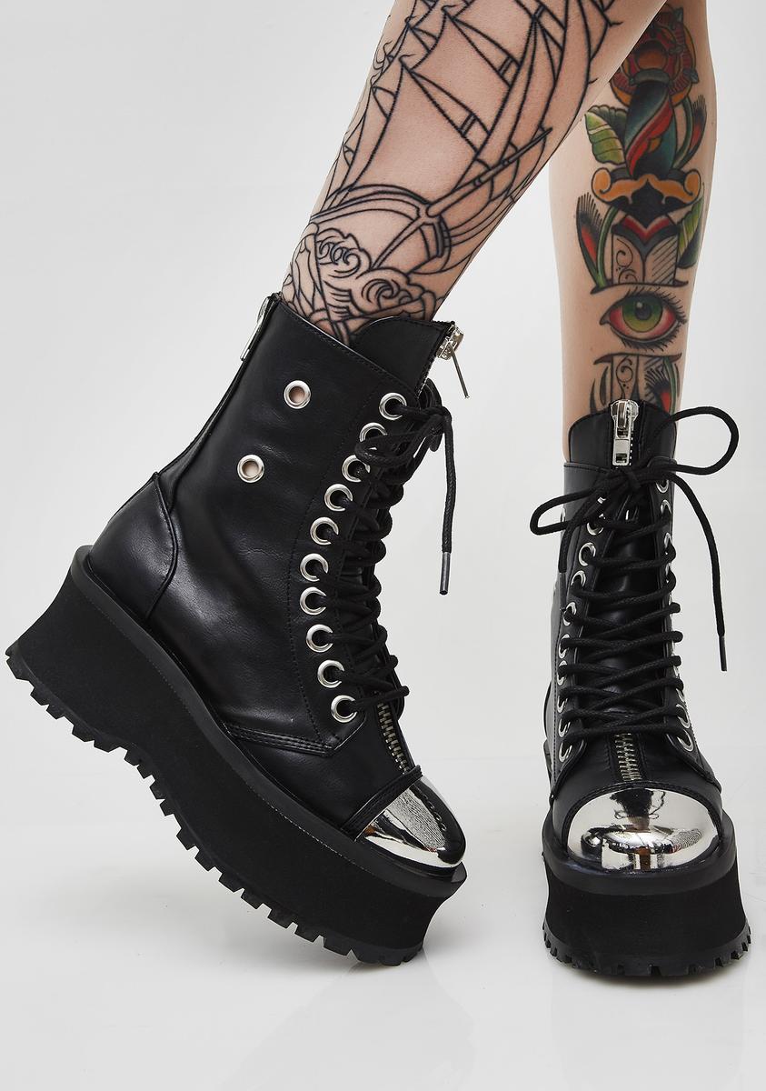 Demonia Gravedigger Combat Boots – Dolls Kill - Main Image