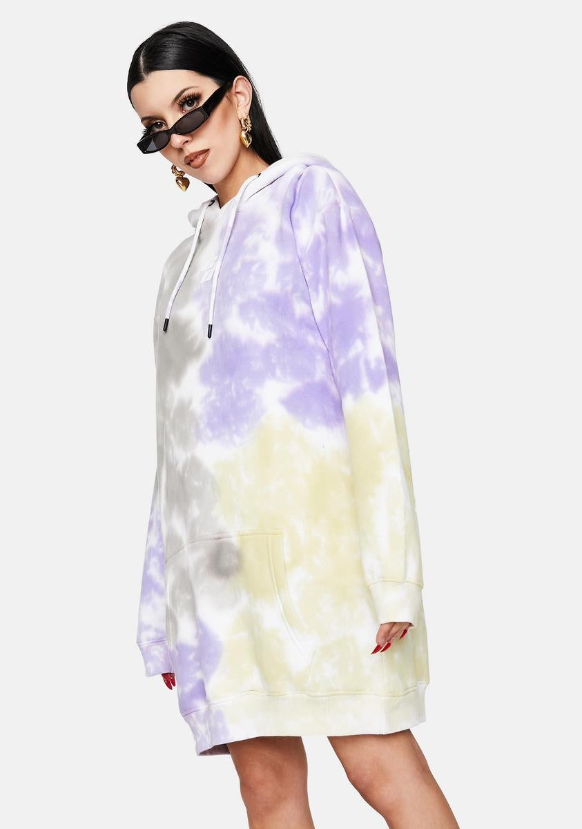open lace back dress Criminal Damage Tie Dye Printed Logo Hoodie Dress – Dolls Kill