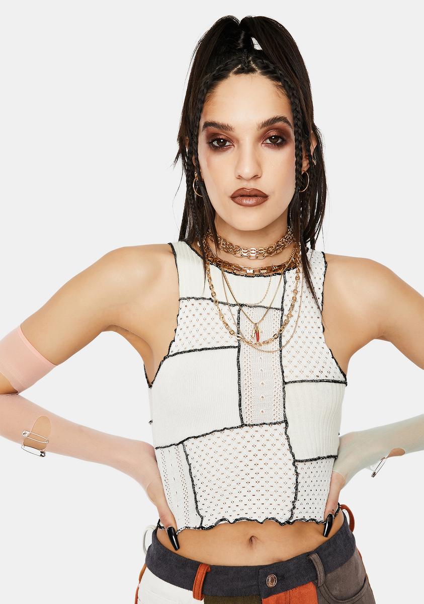 Jaded London Mix Fabric Panelled High Neck Top – Dolls Kill