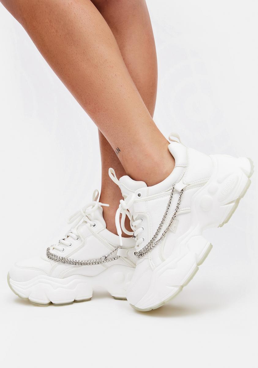 Buffalo Chain Platform Sneakers - White – Dolls Kill