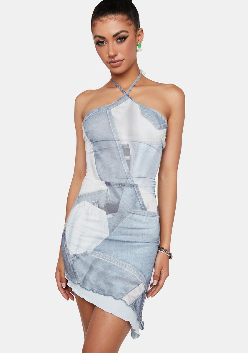 dollskill denim dress Denim Halter Mini Dress