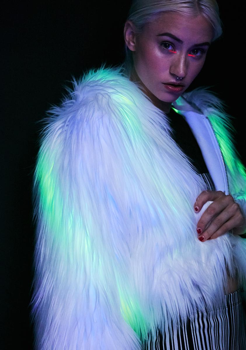 Light Up Faux Fur Jacket White – Dolls Kill