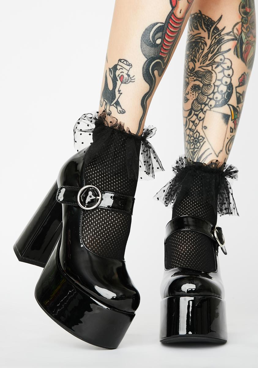 Sugar Thrillz Patent Platform Mary Janes - Black