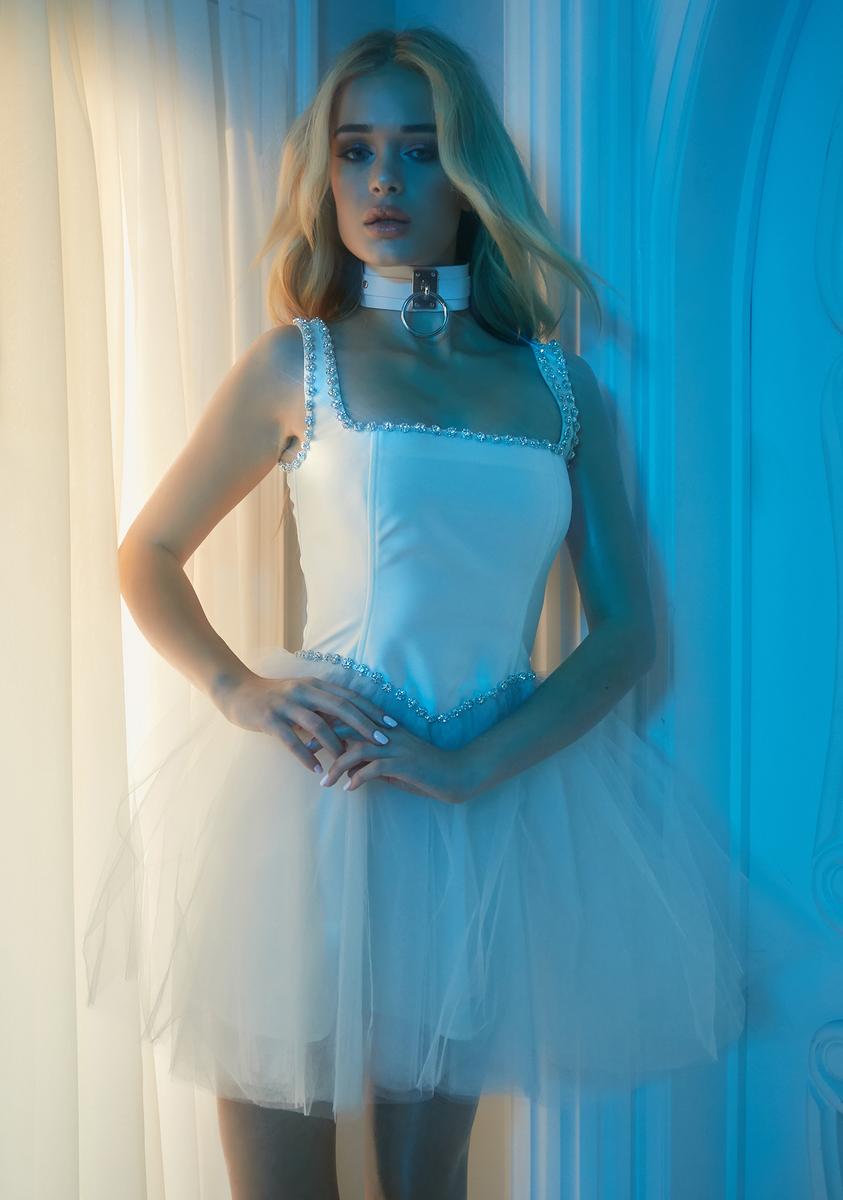 white tutu corset dress Corset Top See-Through Tulle Sleeveless Evening Dress with Sweetheart