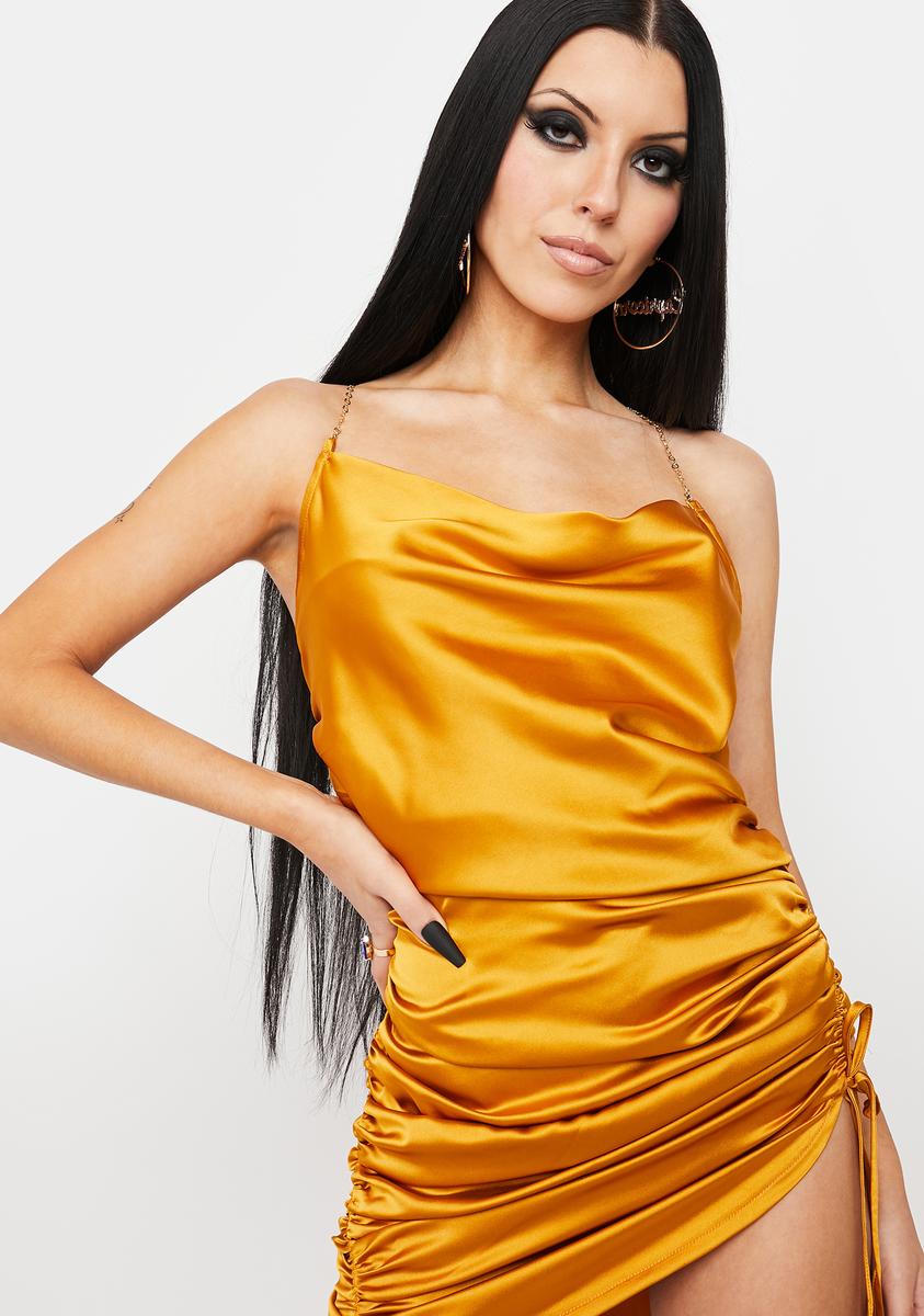 Horoscopez Satin Ruched Mini Dress - Gold Dolls Kill Horoscopez Satin Ruched Mini Dress - Gold Dolls Kill