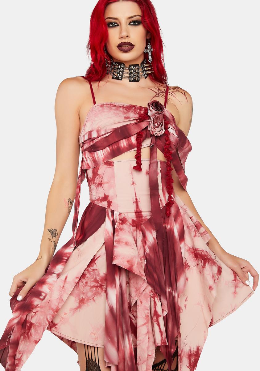 blood red mini dress Danu Bell Sleeve Mini Dress
