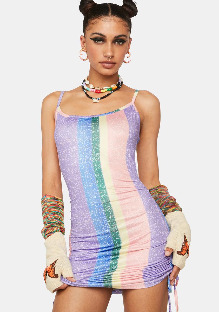 slim fit dress slacks Rainbow Sequin Dress – Rainbow Chainmail Halter Dress – Victray main image 1