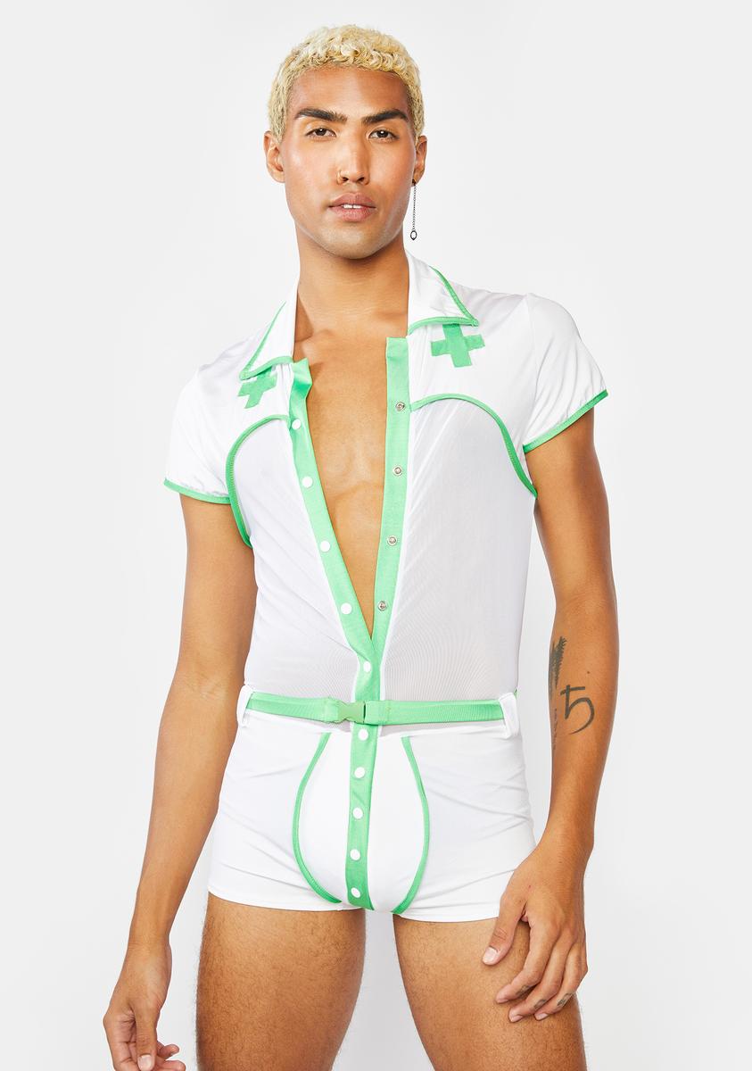 Roma Sexy Weed Doctor Men's Costume - White/Green Roma Sexy Weed Doctor Men's Costume - White/Green