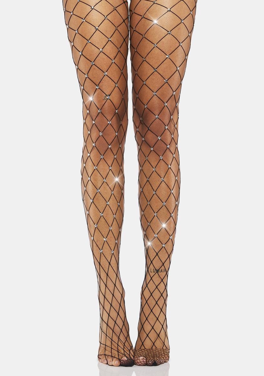 Rhinestone Fishnet Tights - Black – Dolls Kill