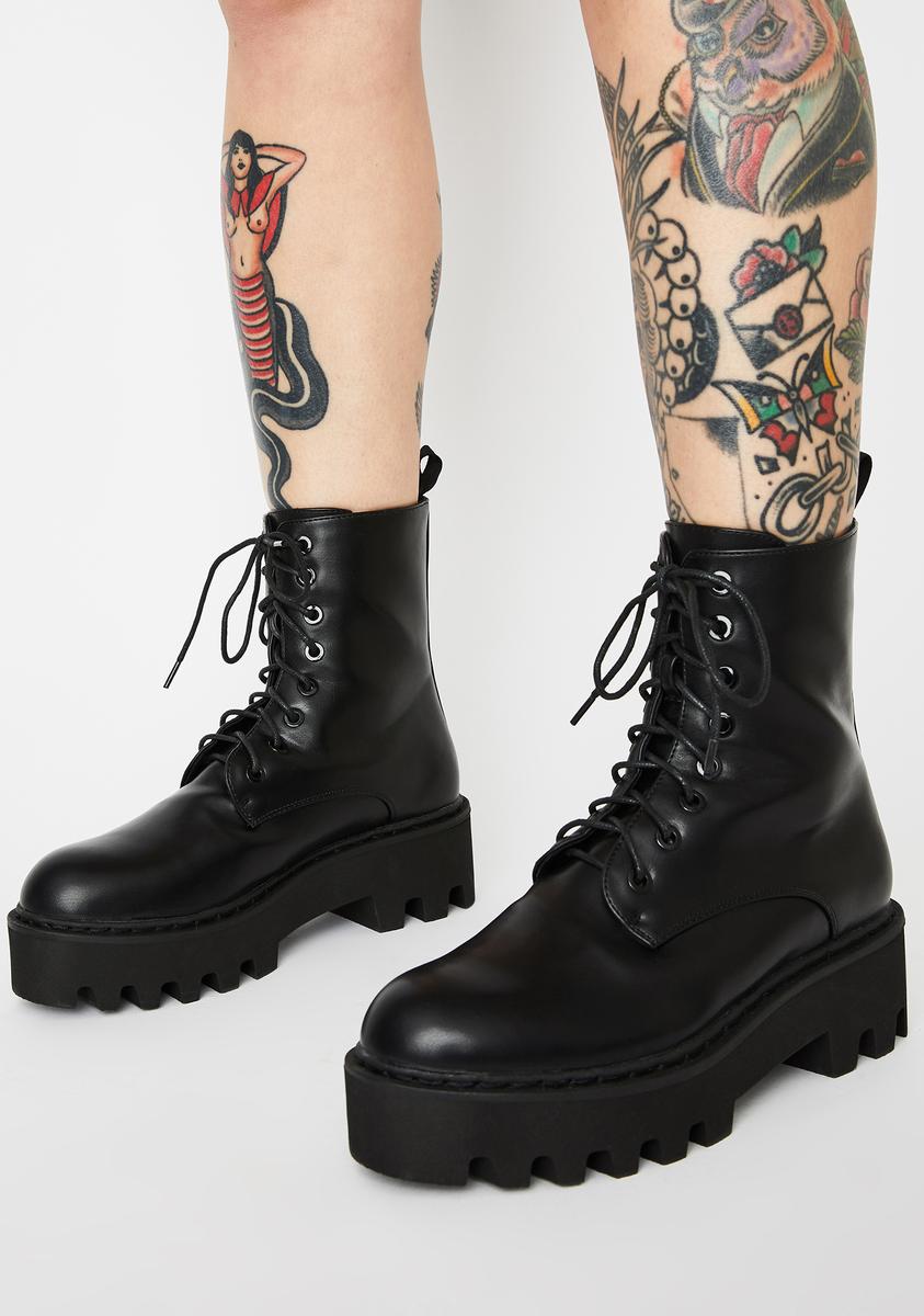 Military Boots Black Chunky Boots Platform Lamoda Platform