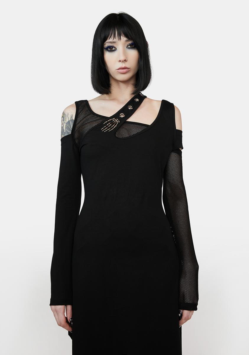 Devil Fashion Open Shoulder Cutout Dress