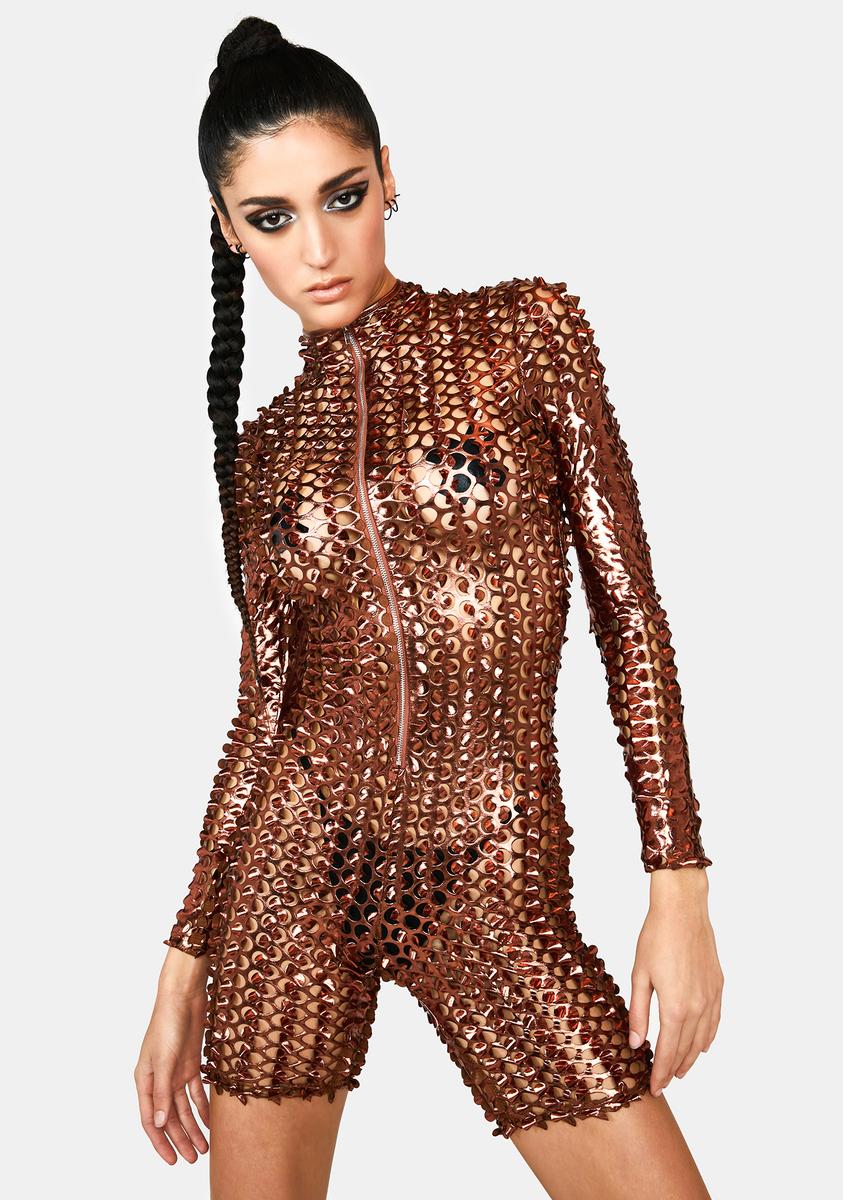 Laser Cut Fishnet Romper
