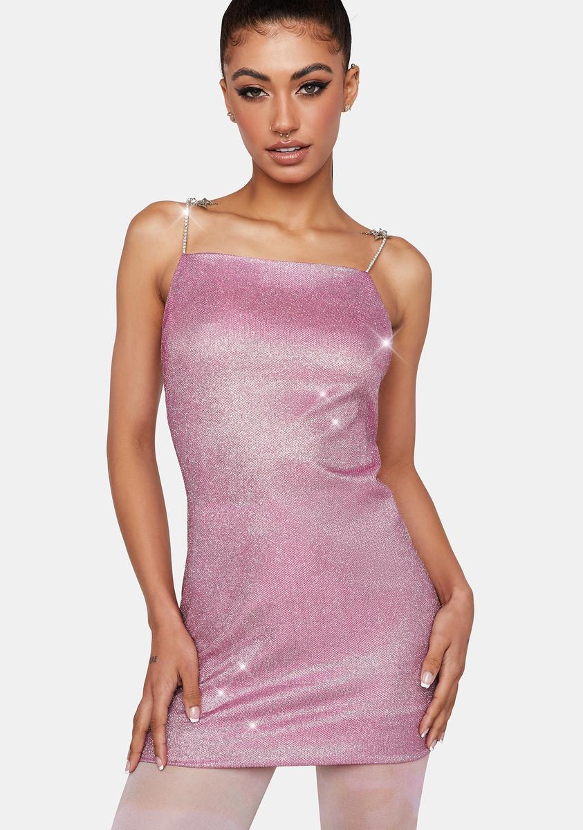 Daisy Street Glitter Butterfly Rhinestone Mini Dress - Pink  Dolls Kill