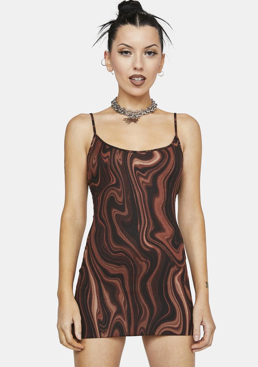 Marble Print Mini Dress - Brown Dolls Kill Marble Print Mini Dress - Brown Dolls Kill