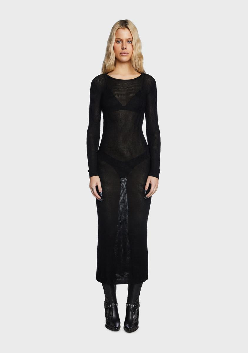 Edikted Knit Open Back Maxi Dress - Black Dolls Kill Edikted Knit Open Back Maxi Dress - Black Dolls Kill