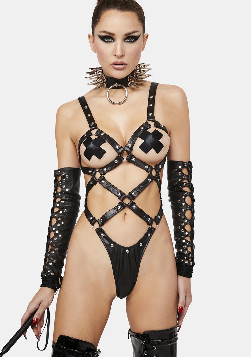 Kinky BDSM Lingerie Bodysuit - Black