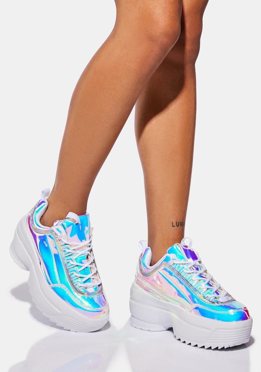 Sporty Classic Platform Sneakers Holographic Dolls Kill