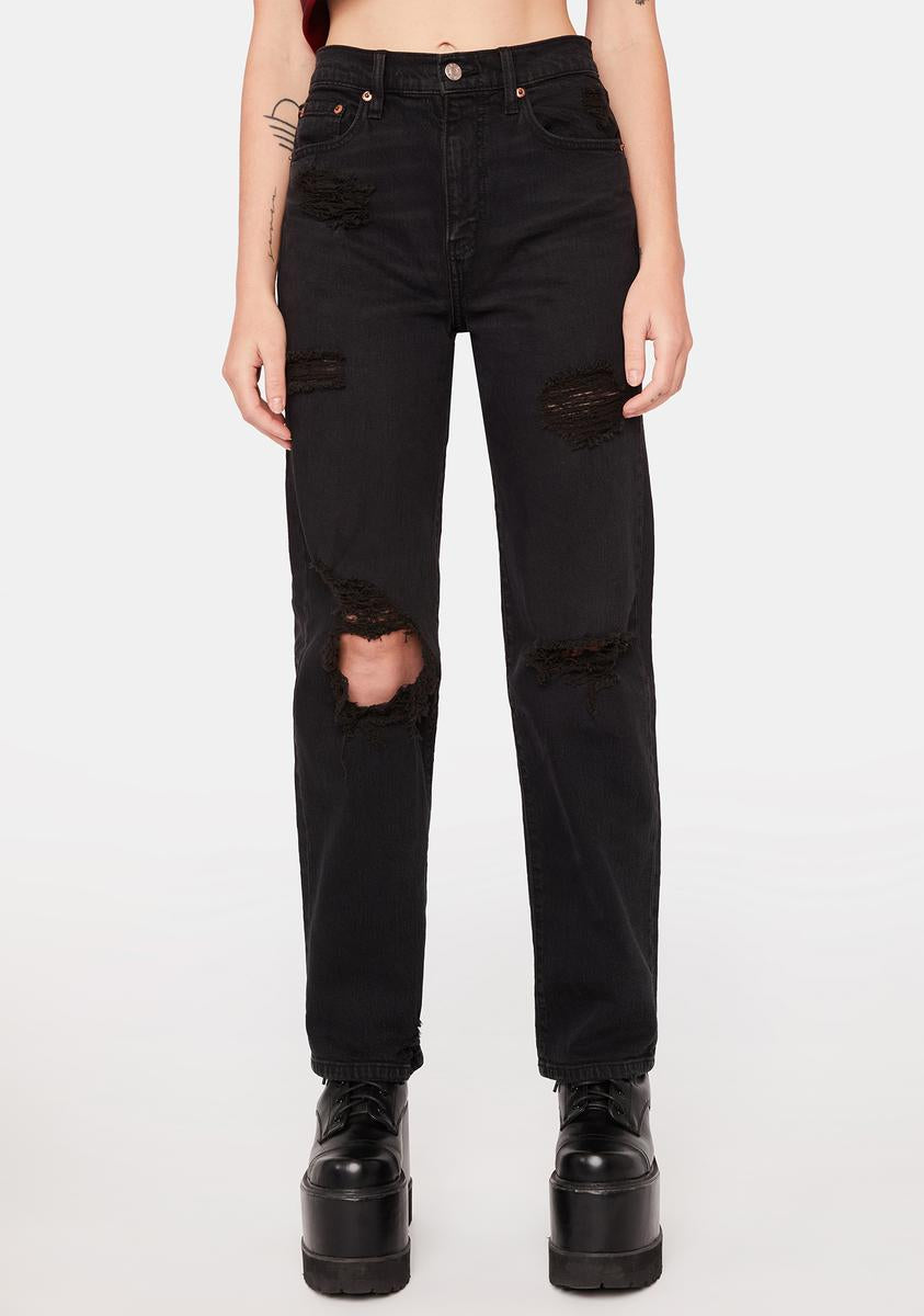 Just Black Distressed Dad Jean