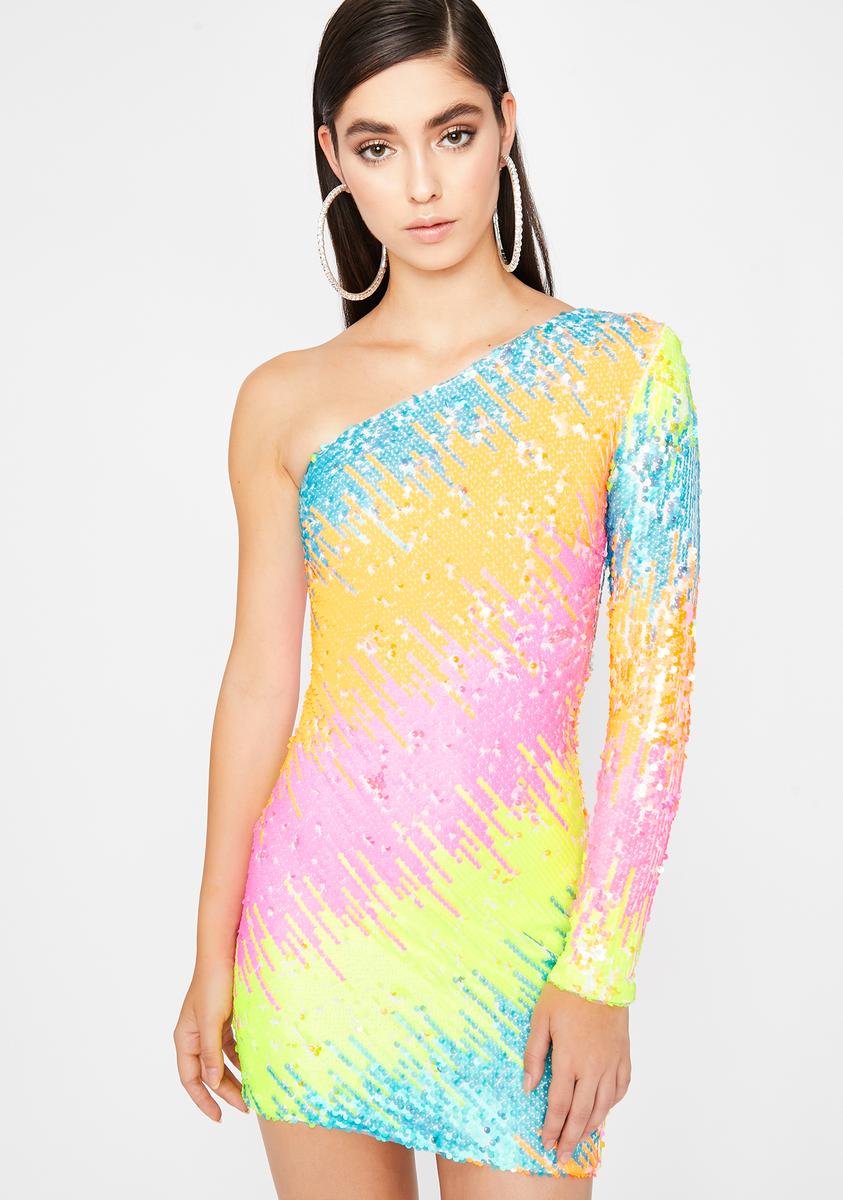 One-Sleeve Neon Sequin Dress Dolls Kill One-Sleeve Neon Sequin Dress Dolls Kill
