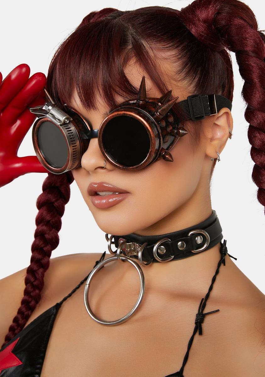 spiked goggles Funk Plus Copper Steampunk Spiked Goggles