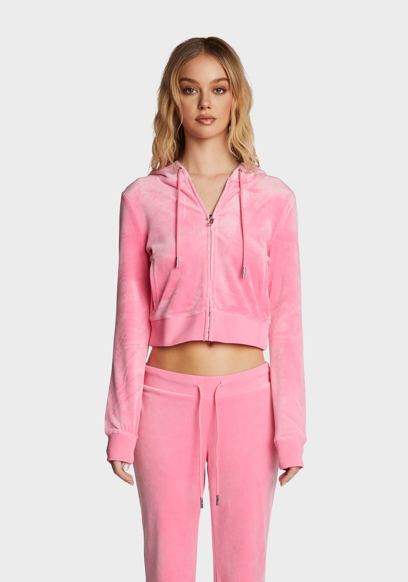 Juicy Couture Velour Rhinestone Crop Zip Up Hoodie Hot Hot