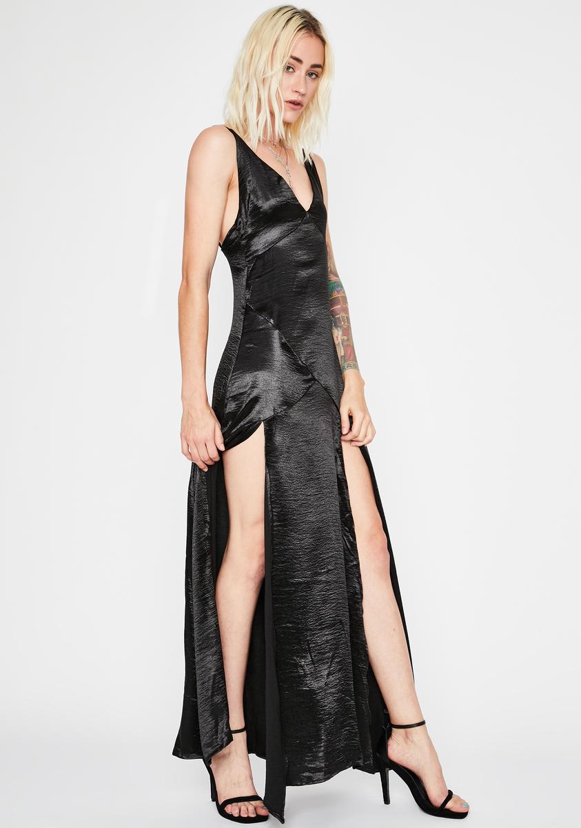 Double Slit Maxi Dress Black