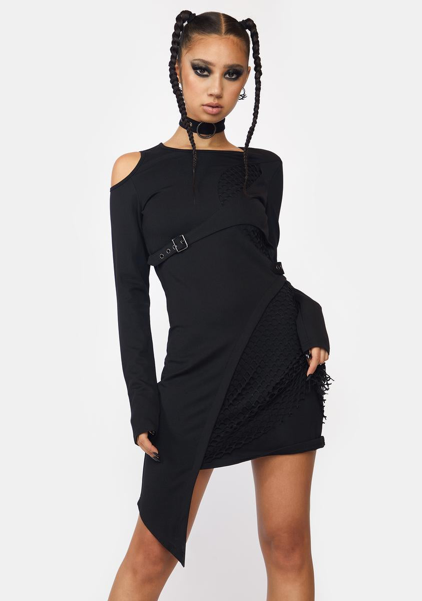 long sleeve rave dress Punk Rave Cut Out Asymmetrical Hem Dress