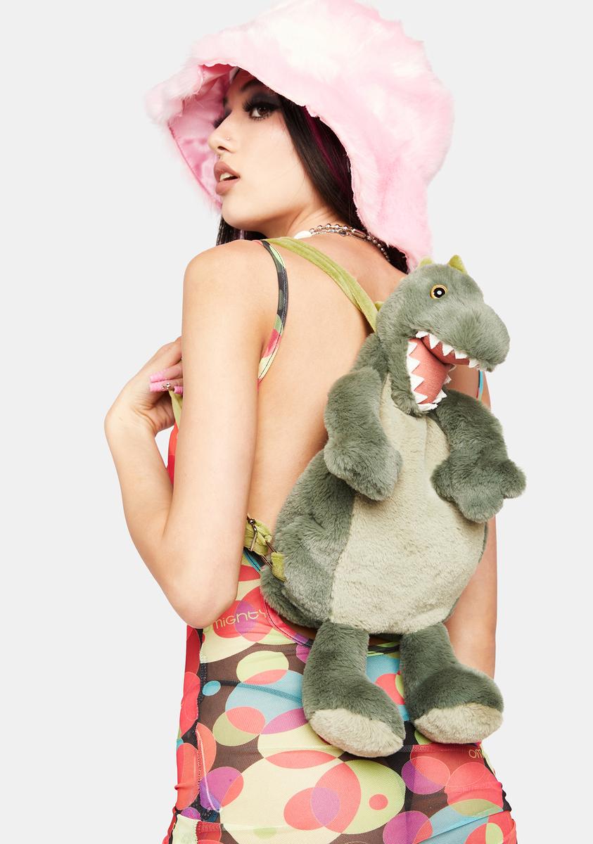 Mon Ami T-Rex Dinosaur Faux Fur Backpack - Green – Dolls Kill