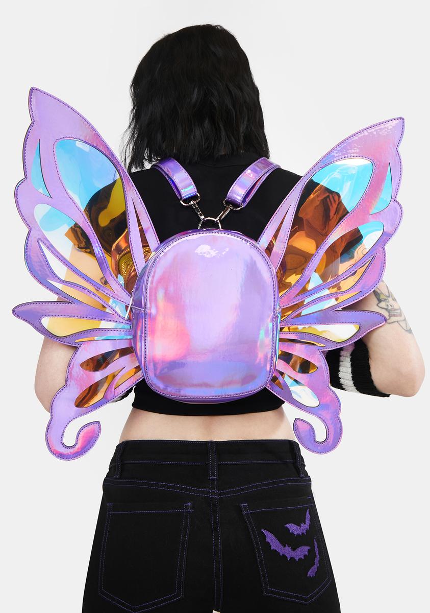 justice girls mini butterfly wing backpack d The Grave Girls Iridescent Fairy Wing Backpack