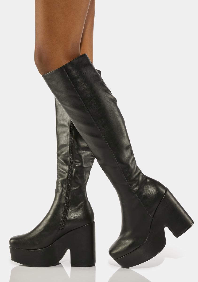 Lamoda Chunky Knee High Platform Boots - Black – Dolls Kill