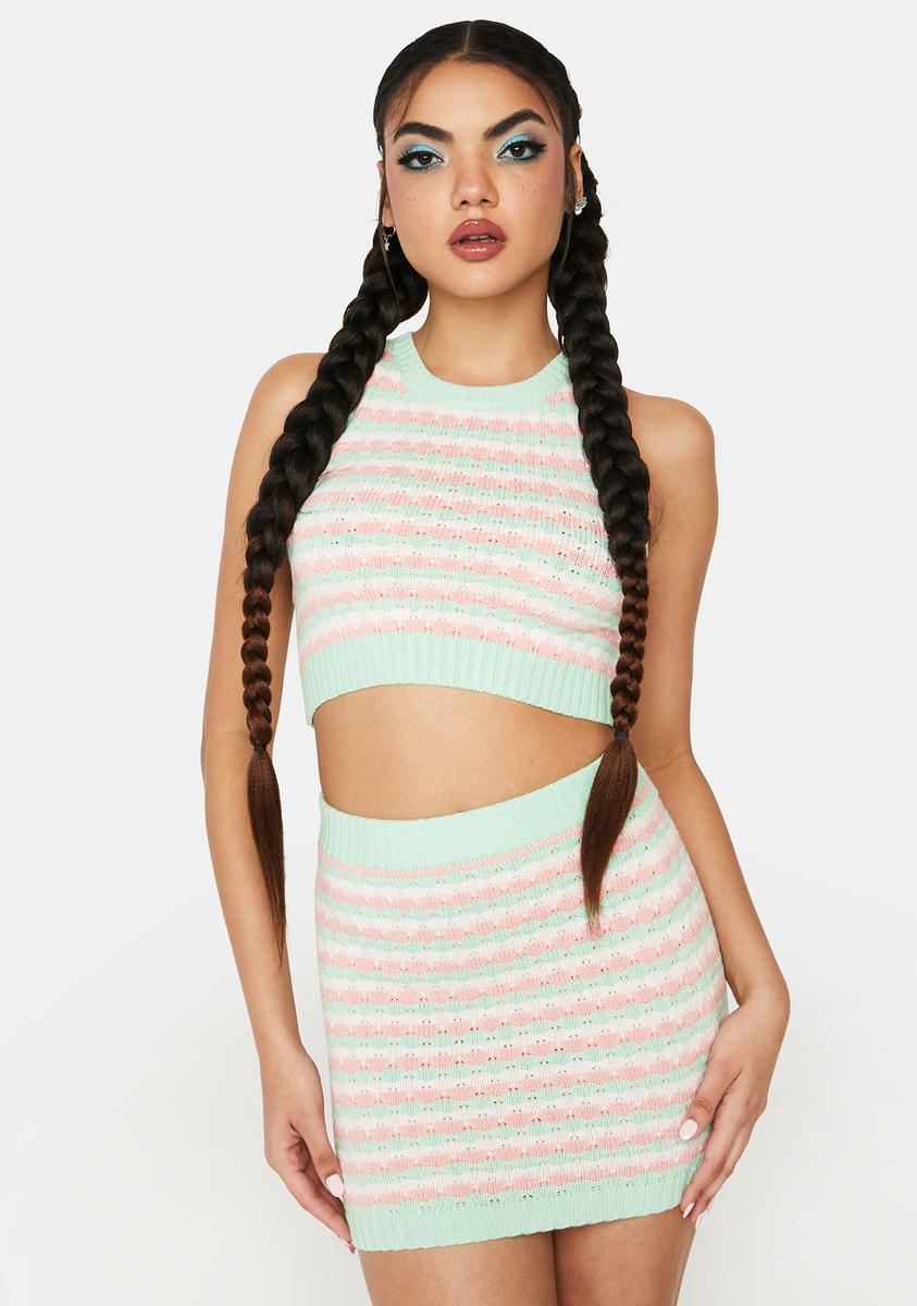 Gracie Mint Crop Top and Skirt Set