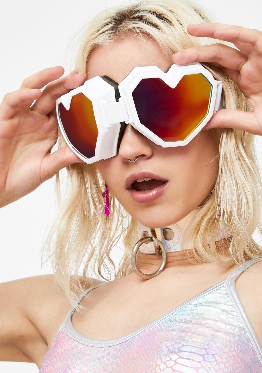 ESQAPE Heart Polarized Goggle Sunglasses White Dolls Kill