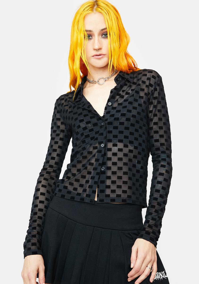 sheer checkered top