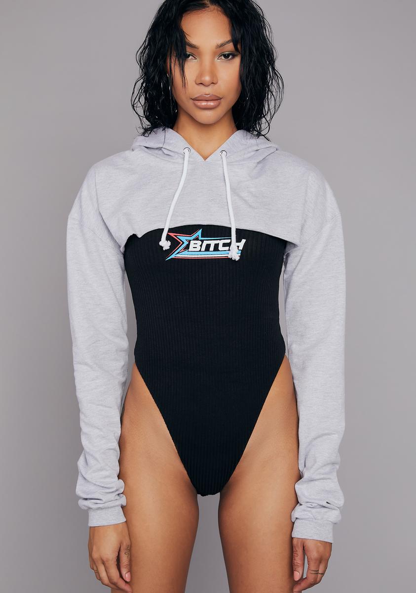 Poster Grl Graphic Cami Bodysuit And Cropped Hoodie Set